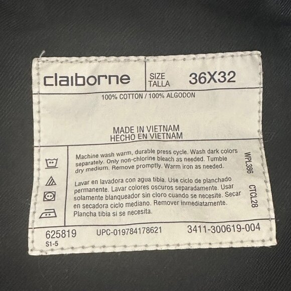 Claiborne Mens Black Corduroy Pants 36x32 100% Cotton Normcore Preppy Academia - Picture 3 of 5